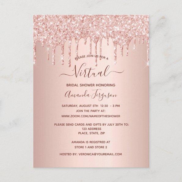 Bridal Shower rose gold glitter virtual invitation PostInvitations