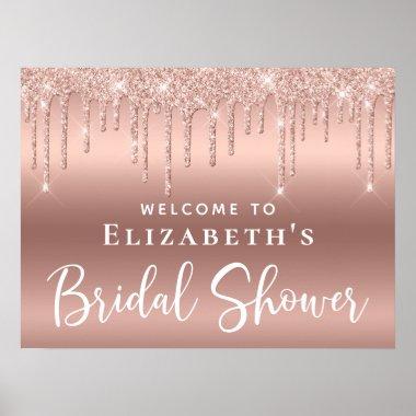 Bridal Shower Rose Gold Glitter Welcome Poster