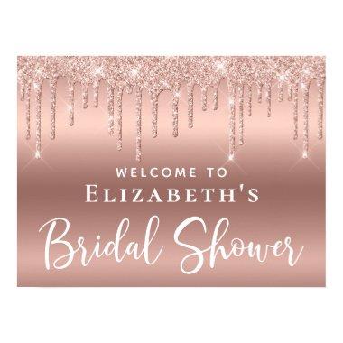 Bridal Shower Rose Gold Glitter Welcome Poster