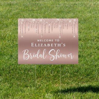 Bridal Shower Rose Gold Glitter Welcome Sign