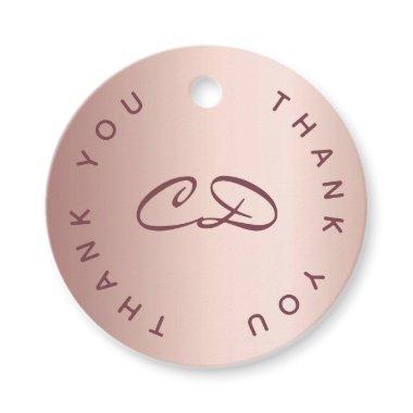 Bridal Shower rose gold monogram initial thank you Favor Tags