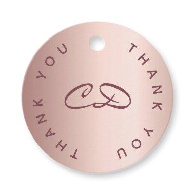 rose gold monogram initial thank you Favor Tags