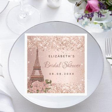 Bridal Shower rose gold Paris Eiffel Tower Napkins