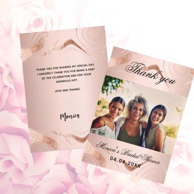 Bridal Shower rose gold photo thank you Invitations