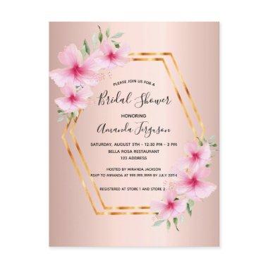 rose gold pink flowers invitation post