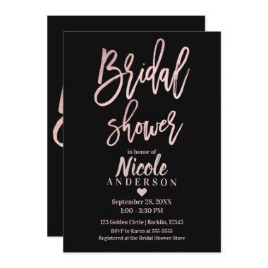 BRIDAL SHOWER Rose Gold Pink Foil Modern Script Invitations