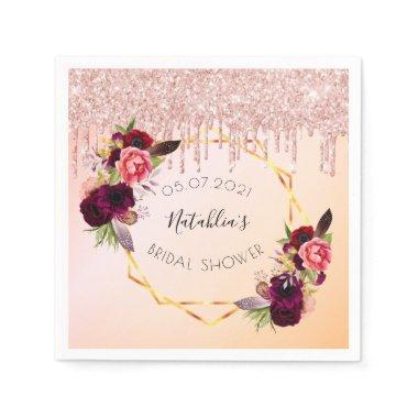 Bridal Shower rose gold pink geometric glitter Napkins