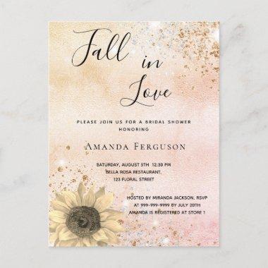 Bridal shower rose gold rustic sunflower fall invitation postInvitations