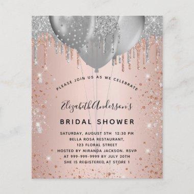 Bridal Shower rose gold silver balloons budget Flyer
