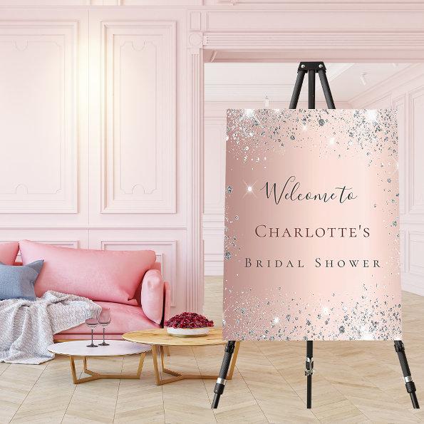 Bridal shower rose gold silver glitter welcome foam board