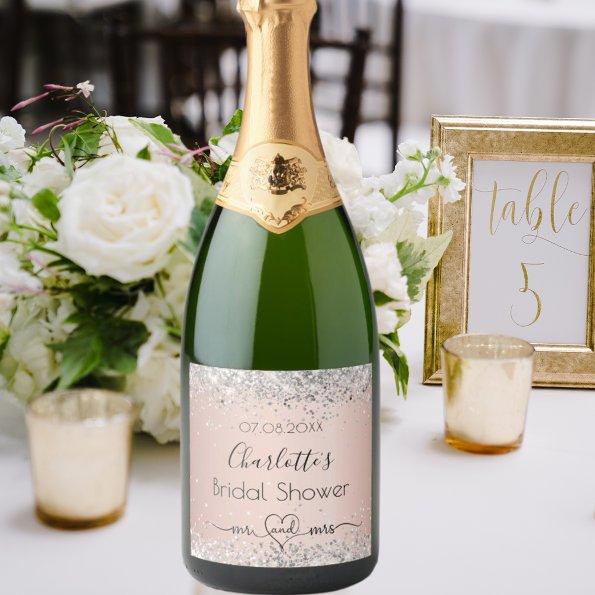 rose gold silver mr mrs sparkling wine label