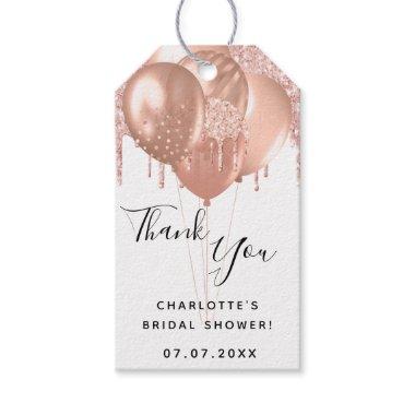 Bridal Shower rose gold white balloon thank you Gift Tags