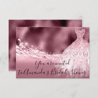 Bridal Shower Rose Spark Dress Glitter Ocean Invitations