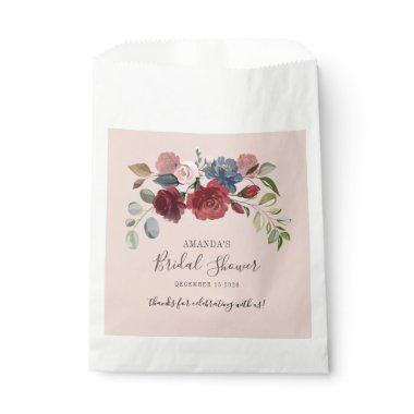 Bridal Shower Rustic Burgundy Floral Custom Favor Bag
