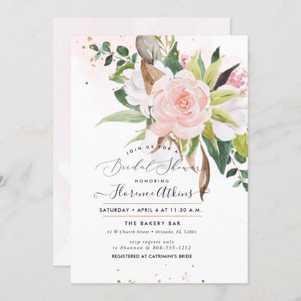 Bridal Shower Rustic Cotton Blush Roses Invitations
