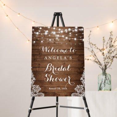 Bridal Shower Rustic Country Twinkle Lights Lace Foam Board