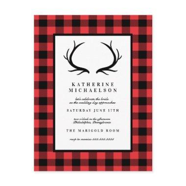 BRIDAL SHOWER | Rustic Deer Buffalo Checks PostInvitations