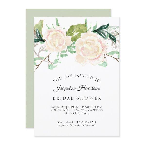 Rustic Elegant Watercolor Ivory Rose
