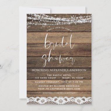 Bridal Shower Rustic Farmhouse Wood Invitations