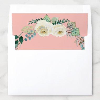Rustic Ivory Roses Fern Blush Pink Envelope Liner