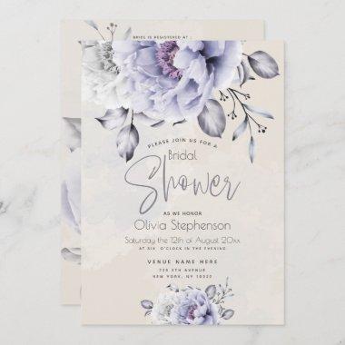 Bridal Shower | Rustic Lilac and Alabaster Peony Invitations