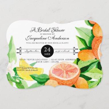 Bridal Shower Rustic Outdoor Garden Lemon Oranges Invitations