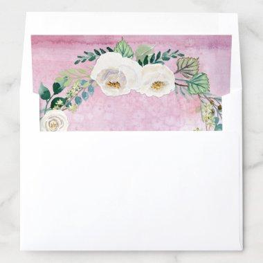 Rustic White Roses Wreath Lavender Envelope Liner