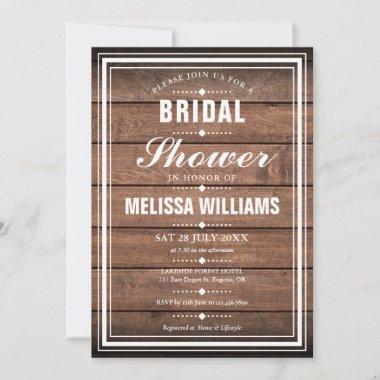 Bridal Shower Rustic Wood Panels Invitations