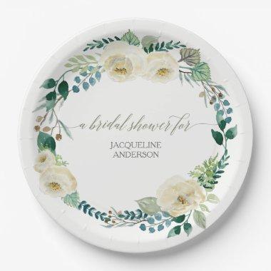 Rustic Wreath Alabaster Rose Leaves Paper Plates