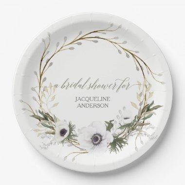 Bridal Shower Rustic Wreath Anemone Twig Wreath Paper Plates