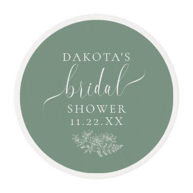 Bridal Shower Sage Green White Edible Frosting Rounds