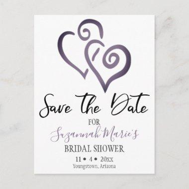 Bridal Shower Save The Date Dark Gray Linked Heart Announcement PostInvitations