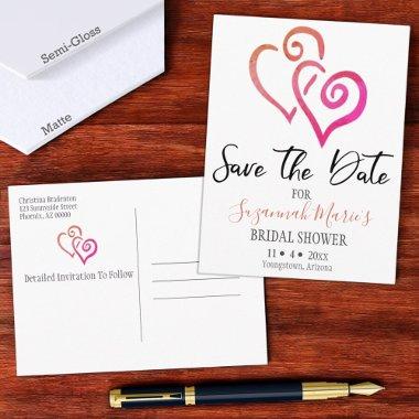 Save The Date Orange Pink Hearts Ann Announcement Post