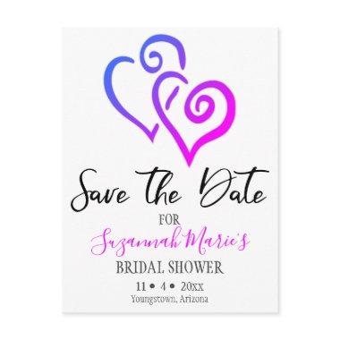 Bridal Shower Save The Date Pink Blue Hearts Annou Announcement PostInvitations