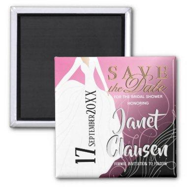 Bridal Shower - Save the Date - Pink Magnet