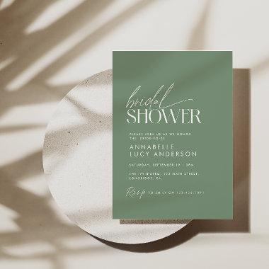 Bridal shower script modern sage green elegant Invitations