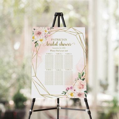 Bridal Shower Seating Chart - Blush Pink Floral Foam Board