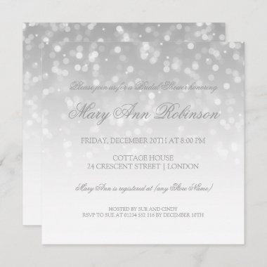 Bridal Shower Silver Bokeh Sparkle Lights Invitations