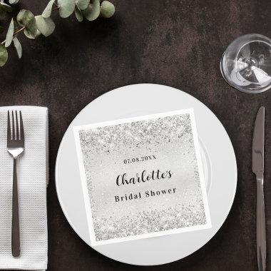 Bridal shower silver elegant confetti napkins