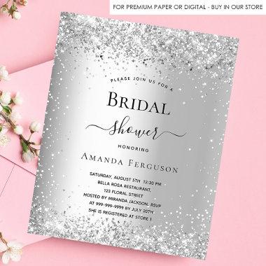 Bridal shower silver glitter budget Invitations flyer