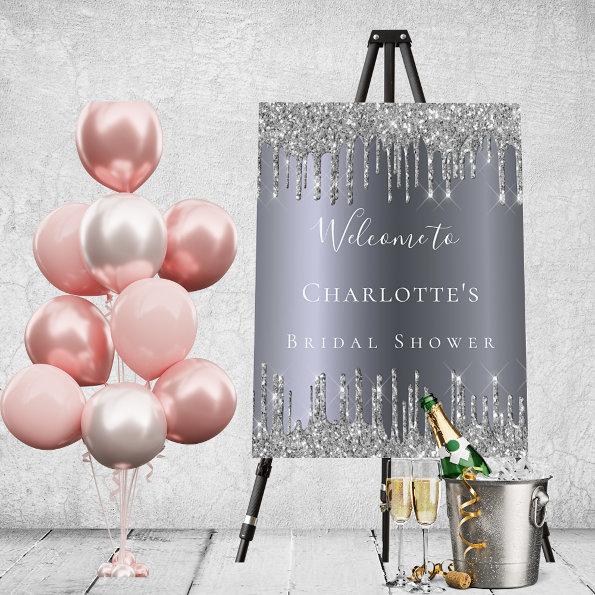 silver glitter drips metal welcome foam board