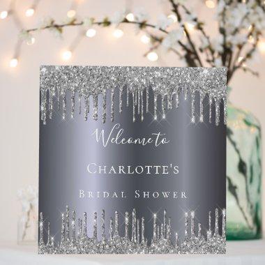 silver glitter drips metal welcome foam board