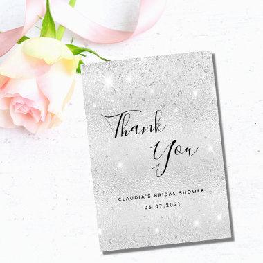 Bridal Shower silver glitter dust glamorous Thank You Invitations