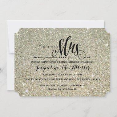 Bridal Shower Silver Glitter Future Mrs Modern Fab Invitations