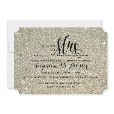 Bridal Shower Silver Glitter Future Mrs Modern Fab Invitations