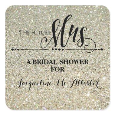 Bridal Shower Silver Glitter Future Mrs. Modern Square Sticker