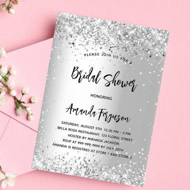 Bridal shower silver glitter luxury Invitations