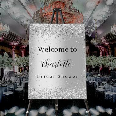 Bridal Shower silver glitter name script welcome Foam Board