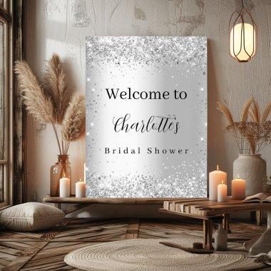 silver glitter name script welcome Poster