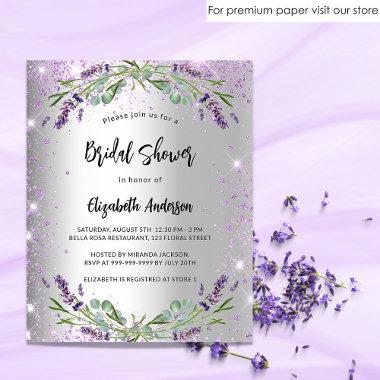 Bridal Shower silver lavender budget Invitations